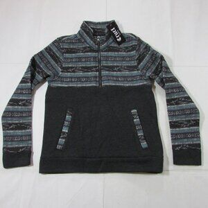 Cruel Girl's Aztec Printed Long Sleeve Half Zip Pullover - Black